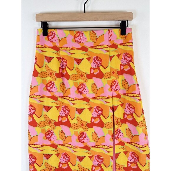 Show Me Your MuMu Womens Skirt Yellow Rumba Maxi Havana Beaded Sequins Small - Picture 7 of 11